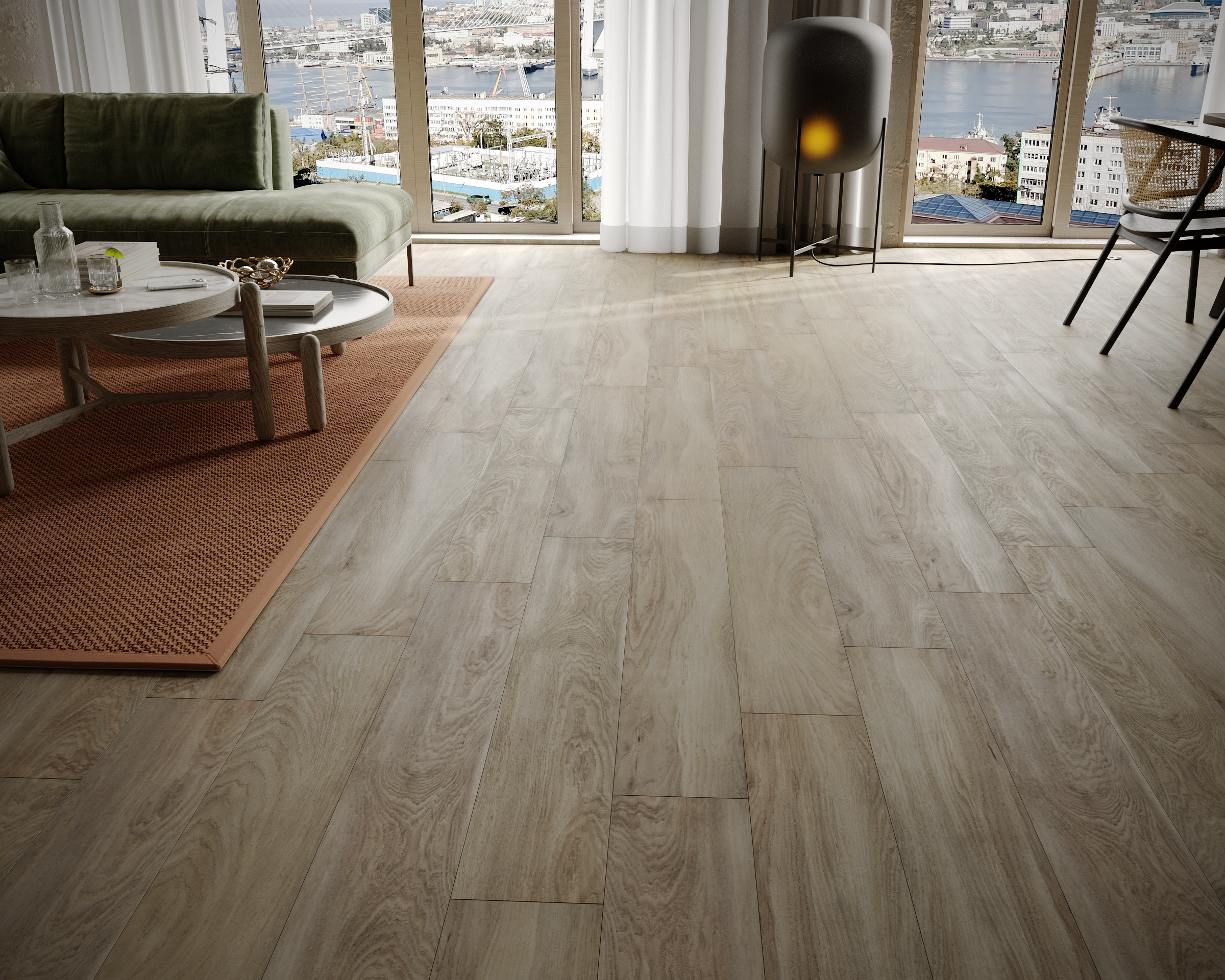 Кварцвиниловый SPC ламинат Art East Art Stone Narrow Клен Фог 141-ASL 1220×152×5 фото в интерьере